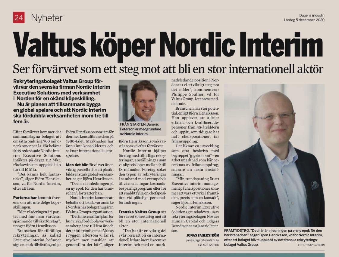 Valtus köper Nordic Interim